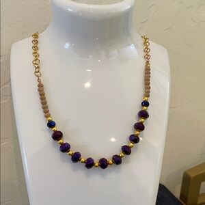 Elegant Gold and Purple Beaded Necklace